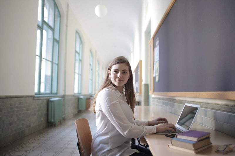 A girl using laptop