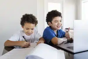two boys preparing for the test