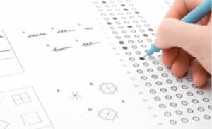 a person taking an exam