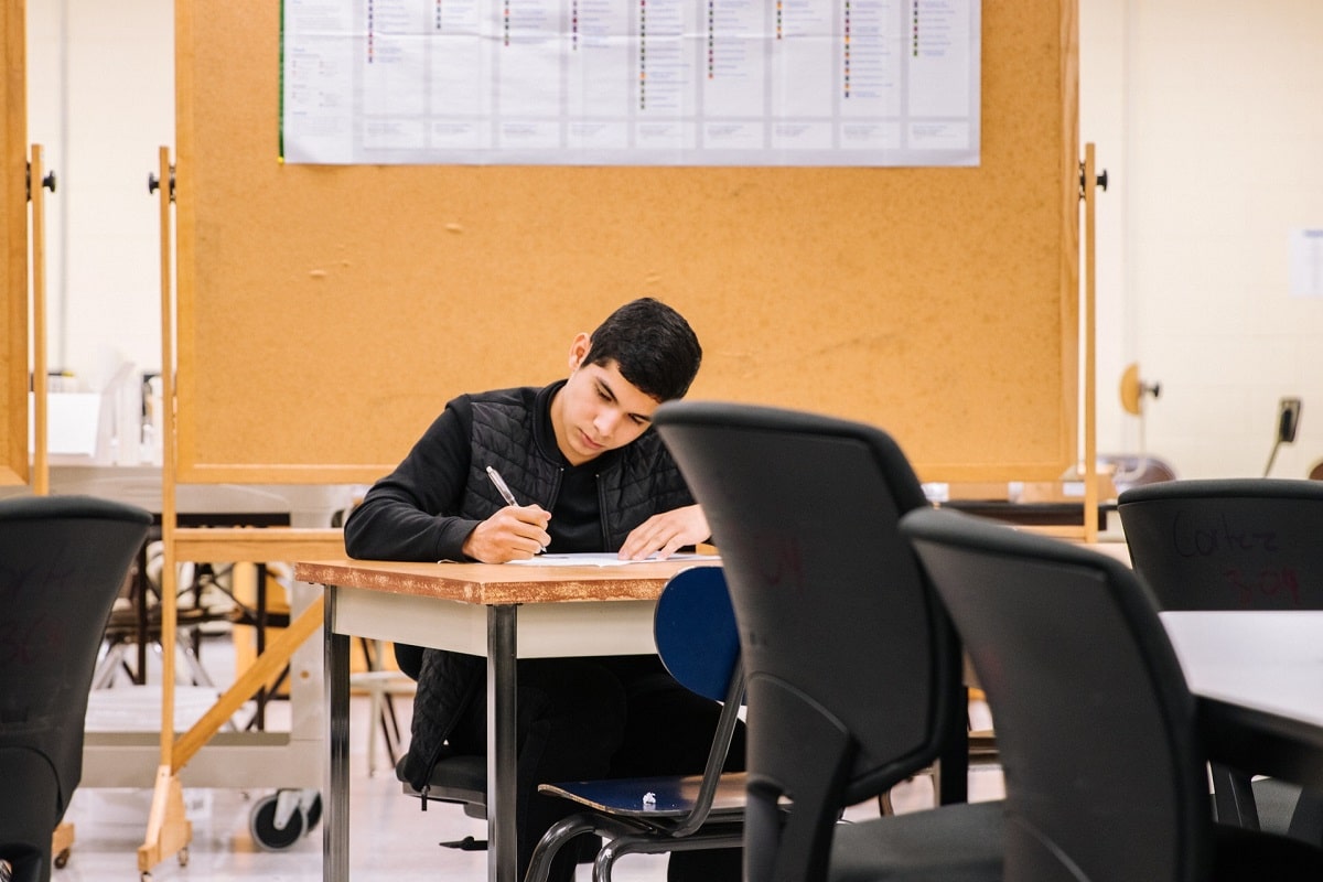 A student doing exam
