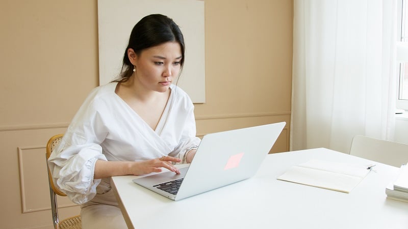 Girl using a Laptop